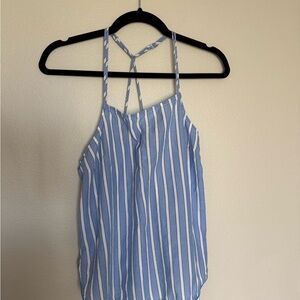 Blue and White Striped Women's Tank Top